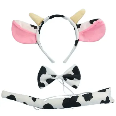 3 Teile/satz Kuh Tier Headwear Set Kinder Mädchen Jungen Stirnbänder Fliege Halloween Kinder Tag