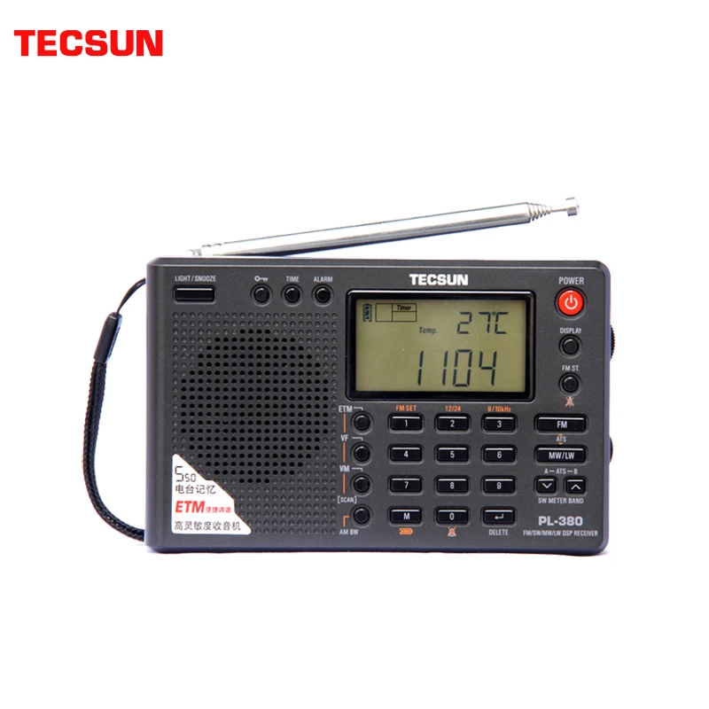 Tecsun PL-380 PL380 DSP professionelles Radio FM/LW/SW/MW Digitaler tragbarer Vollband-Stereo-Empfänger mit guter Klangqualität Image