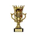 Gold Pokal mit Gravur | Trophy Krone mit Emblem & Wunschtext | Trophy Personalisiert Geschenk | 22,5cm