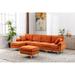 Orange 114.42'' European-Style Polyester Sectional Sofa Set with Iron Feet and Foam Seat FillIncludes Ottoma