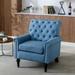 Tufted Upholstered Accent Chairs Single Sofa Chair for Livingroom with Linen Fabric Armchairs Comfy Reading Chair, Blue