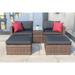 Outdoor Patio Brown Wicker Sectional Sofa Set with Cushions, Pillows, Table, Furniture Protection Cover