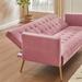 Modern Velvet Futon Sofa Bed with Adjustable Couch Loveseat and Rose Gold Legs