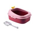 Cat Litter Tray Cat Open Top Pet Litter Tray Large Bedpan Durable Semi Enclosed Kitty Litter Pan Cat Toilet for Rabbit Kittens Pink S