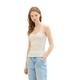 TOM TAILOR Denim Damen 1036615 Top mit Raffung & Rippstruktur, 31951-Small Off White Flower Print, M