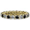 Black and White Diamond 3.4mm Gallery Eternity Band 2.94 to 3.41 Carat tw in 14K Yellow Gold.size 6.0