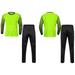 Aislor Big Boys Goalkeeper Soccer Jersey and Pants Sponge Padded Protective Football Goalie Keeper Age 7-12 A Fluorescent Green 7-8