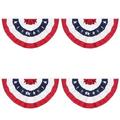 4 Pieces USA Pleated Fan Flag American US Bunting Flag Patriotic Half Fan Banner Flag with Canvas Header and Brass Grommets for 4th of July Memorial Day Indoor Outdoor Decoration 1.5x3 Ft