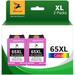 65XL Color Ink Cartridge Replacement for HP Color Ink 65 for Printers Envy 5055 5052 5058 DeskJet 3755 2655 3720 3722 3723 3752 3758 2652 2624 (2 Tri-Color)