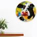 Animal Cow Color Oil Painting Wall Clocks Living Room Decoration Clock Wall Art Silent Round Wall Watch for Home Decor