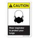 ANSI Caution Sign - Wear Respirator To Protect Your Lungs | Aluminum Sign | Protect Your Business Work Site Warehouse osha safety sign | Made in the USA