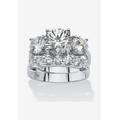Women's 2 Piece 5.66 Tcw Cz Bridal Ring Set In Platinum-Plated Sterling Silver by PalmBeach Jewelry in Platinum (Size 5)