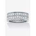 Women's 2.05 Cttw. Round Cz Platinum-Plated Sterling Silver Double-Row Eternity Ring by PalmBeach Jewelry in Platinum (Size 10)