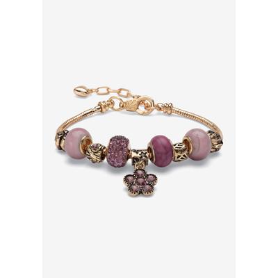 Women's Goldtone Antiqued Charm Bracelet (10Mm), Round Simulated Birthstone 8 Inches by PalmBeach Jewelry in June