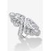 Women's 4.32 Tcw Multi-Cut Cubic Zirconia Platinum-Plated Bypass Cocktail Ring by Roamans in Silver (Size 9)