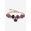 Women's Goldtone Antiqued Charm Bracelet (10Mm), Round Simulated Birthstone 8 Inches by PalmBeach Jewelry in February