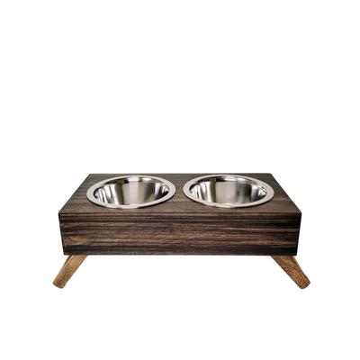 Eco-Friendly Elevated Dog Wood Feeder by JoJo Modern Pets in Brown (Size SMALL)
