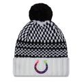 Women's New Era Black/White Indianapolis Colts 2023 NFL Crucial Catch Cuffed Pom Knit Hat