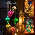 Solar Halloween Lights Skeleton Skull Wind Chime Waterproof Halloween Indoor Decor Skull LED Lights Wind Chime for Porch Garden Decoration