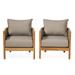 GDF Studio The Crowne Collection Outdoor Acacia Wood Club Chairs with Optional Sunbrella Cushions Set of 2 Teak Canvas Taupe