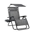 Zero Gravity Chair Folding Recliner with Adjustable Canopy Shade Patio Lounge Chair Side Accessory Tray and 2 Cupholders Grey