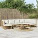 Walmeck 8 Piece Patio Set with Cream White Cushions Bamboo