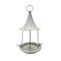 Metal Hanging White Gazebo Wild Bird Bath Feeder Outdoor Seed Tray Patio Yard Art Outside Garden Decor