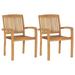 Walmeck Stacking Patio Dining Chairs 2 pcs Solid Teak Wood