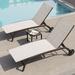 Crestlive Products Set of 3 Outdoor Adjustable Chaise Lounge Chairs with End Table Beige
