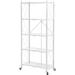 KEERDAO Foldable Storage Shelf Unit on Wheels Large Capacity (No Assembly) Heavy Duty Steel 5-Shelving Organizer Rack for Kitchen Garage and Laundry Bathroom Tool Organization(5 Tier (White)
