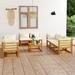 ametoys 9 Piece Patio Set with Cushion Solid Acacia Wood