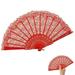 5 Pieces Elegant Rose Lace Floral Folding Hand Fans 9 Inch Suitable for Tea Party Fans Wedding Dancing Church Party Gifts