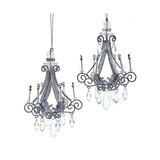 Set of 2 Large SILVER CHANDELIER Christmas Ornaments by Kurt Adler