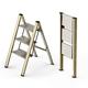 WOA WOA 3 Step Ladder, Folding Step Stool with Wide Anti-Slip Pedal, Aluminum Lightweight Ladders, Portable Stepladder for Home, Kitchen, Office 300lbs - Gold