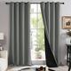 Deconovo Light Grey Curtains, 100% Light Blocking Curtains, Eyelet Blackout Curtains with Liner, Soft Satin Soundproof Thermal Curtains for Living Room, 55 x 95 Inch(Width x Length), 2 Panels