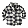 AKAFMK Girls Winter Coats Girls Outerwear Jackets and Coats Rain Coats for Girls Toddler Flannel Shirt Jacket Plaid Long Sleeve Lapel Shacket Kids Boys Girls Coats Fall Tops Black 7-8 Years