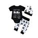 Nituyy Newborn Baby Boys Girls Short Sleeve Letter Romper + Cute Print Pants + Hat 3 Pcs Set