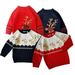 Godderr Boys Girls Christmas Elk Sweater for Baby Toddler Long Sleeve Pullover Sweater Crew Neck Fall Winter Knit Top Sweater for 2 3 4 5 Years Old