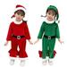 Uccdo 6M-13T Girls Christmas Outfits Long Sleeve Top + Flare Pant + Santa Hat 3Pcs Xmas Santa Suit Red