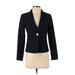 Ann Taylor Blazer Jacket: Short Black Print Jackets & Outerwear - Women's Size 0 Petite