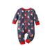 Qtinghua Infant Baby Girl Boy Christmas Romper Santa Print Long Sleeves Jumpsuit Bodysuit Fall Clothes Navy Blue 6-12 Months