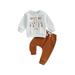 Toddler Baby Baby 2 Piece Halloween Outfits Letter Print Long Sleeve Sweatshirt Pants Set