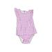 Carter's Short Sleeve Onesie: Purple Print Bottoms - Size 12 Month