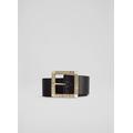 Polly Black Satin Crystal Buckle Belt, Black