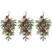 Home Decor Red Artificial Ornaments Christmas Wall Hanging Winter Window Holiday Cones Frosted Decor Berries Rattan Teardrop Garland for Front Door Decoration & Hangs Green