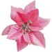 12 Pack Large Christmas Glitter Silver Poinsettia Artificial Silk Flowers Picks Christmas Tree - Pink