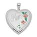 Beautiful Sterling Silver Rhodium-plated 24mm Enameled Floral Mom Heart Locket