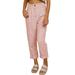 Sehao pants for women Corduroy Pockets Cropped Straight Leg Pants Elegant Casual ankle pants travel pants women Pink S