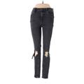 Free People Jeans - Mid/Reg Rise Skinny Leg Denim: Gray Bottoms - Women's Size 27 - Distressed Wash