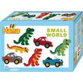 Hama 3502 - Bügelperlen Midi - Geschenkpackung, kleine Welt Dinosaurier & Auto blau - Hama